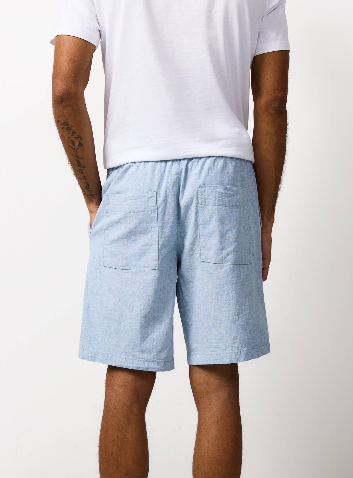 Light Blue Linen Blend Shorts 36 - Image 5